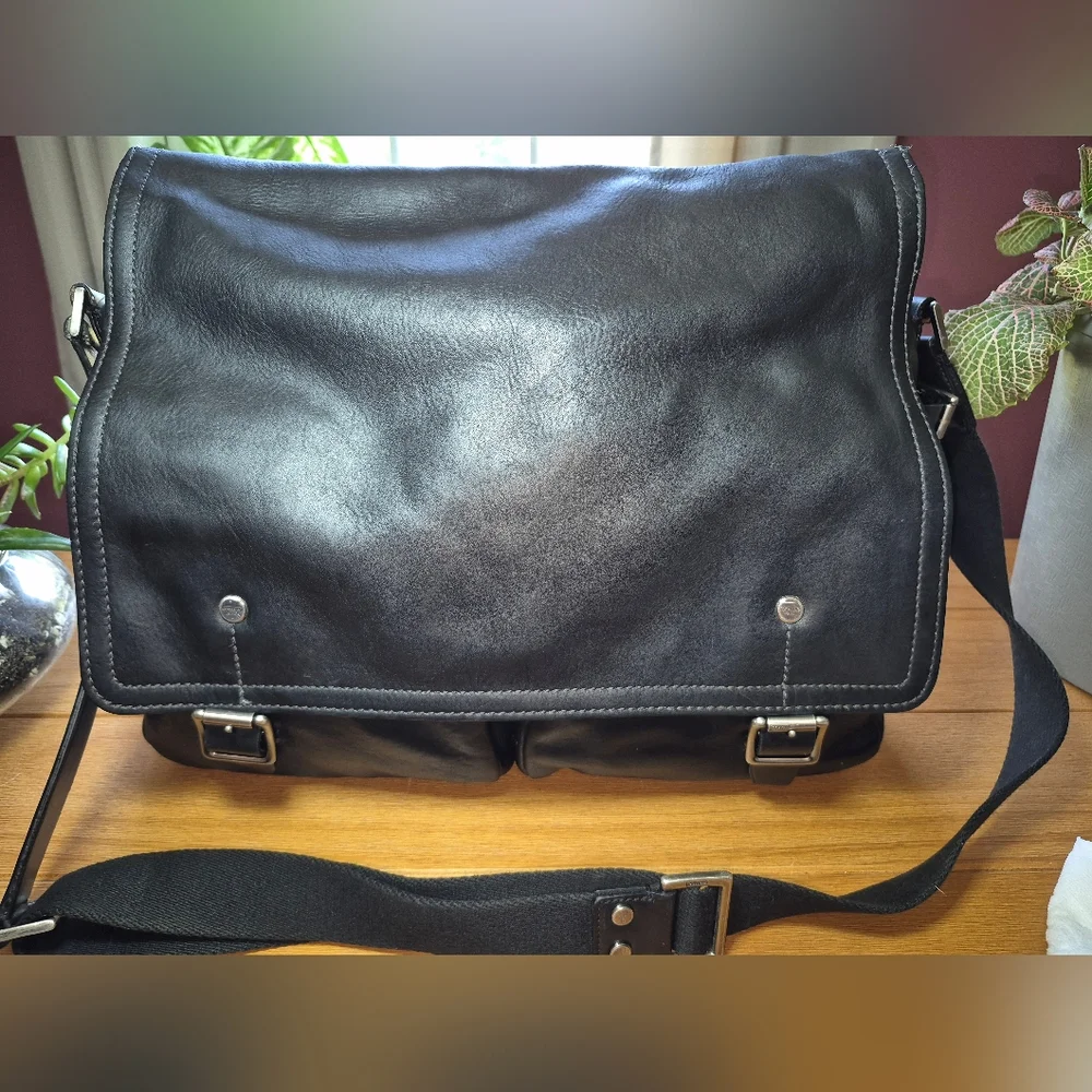 Vintage Coach Black‎ Flatiron II Pebbled Leather Messenger Bag D04S-5747 - Picture 4 of 15